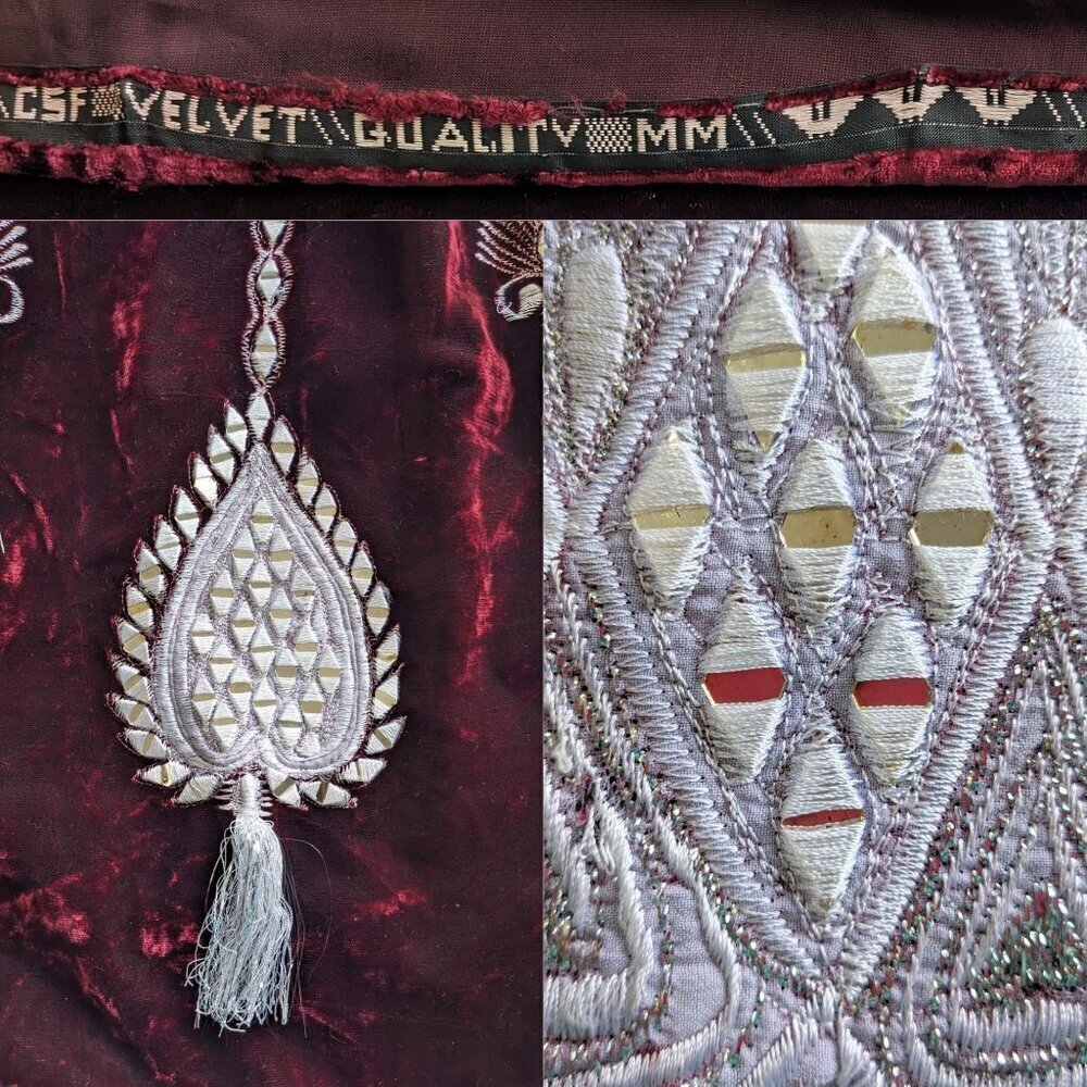 Turkish/Afghani Bindalli Kaftan Wedding Dress -  Embroidered Velvet & Silver M/L - Picture 4 of 8